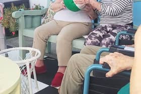 Residents and Best Friends, Judy Hyde and Gloria Cheeseman, at Friends of the Elderly's Orford House Care Home in Coulsdon, Surrey