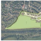 Illustrative bird's eye view of proposed 42 affordable homes on Longsdon Way, Caterham. (Credit: Croudace Homes)