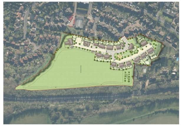 Illustrative bird's eye view of proposed 42 affordable homes on Longsdon Way, Caterham. (Credit: Croudace Homes)