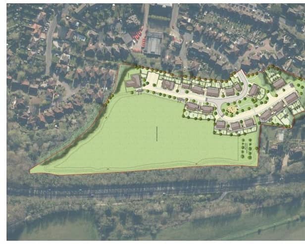 Illustrative bird's eye view of proposed 42 affordable homes on Longsdon Way, Caterham. (Credit: Croudace Homes)