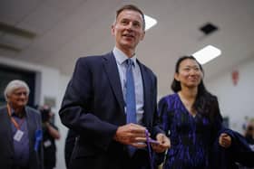 Conservative candidate Jeremy Hunt arrives for the count for the Godalming and Ash constituency at The Edge Leisure Centre on July 05, 2024 in Haslemere, England. The incumbent MP for Godalming and Ash is Conservative Jeremy Hunt. Until the Prime Minister called this general election Hunt was the Chancellor of the Exchequer. (Photo by Rob Pinney/Getty Images)