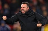 Roberto De Zerbi, Manager of Brighton & Hove Albion, celebrates following the team's victory during the Premier League match between Nottingham Forest and Brighton & Hove Albion at City Ground on November 25, 2023 in Nottingham, England. (Photo by Marc Atkins/Getty Images)