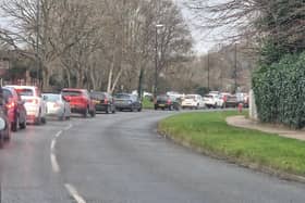 Traffic is queuing on Broadfield drive in Crawley
