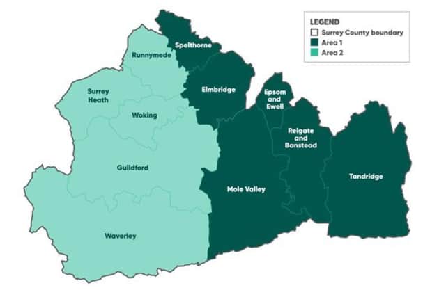 Map 2.2 Surrey East West. (Credit: Elmbridge Borough Council) Permission for use.