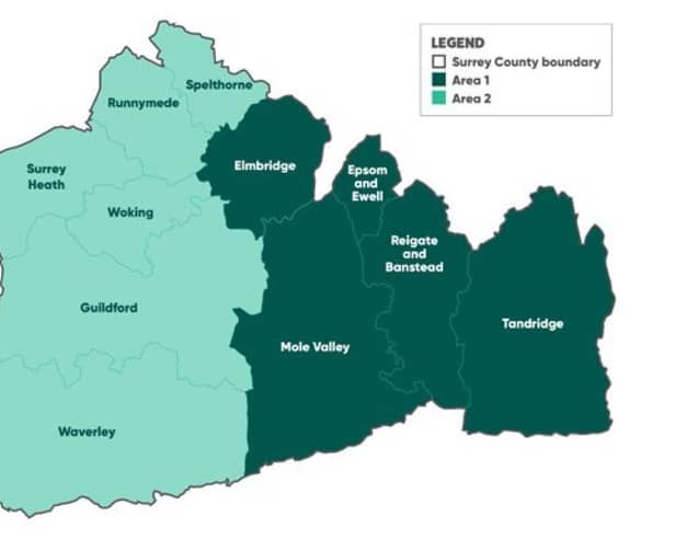 Map 2.1 Surrey East West. (Credit: Elmbridge Borough Council) Permission for use.