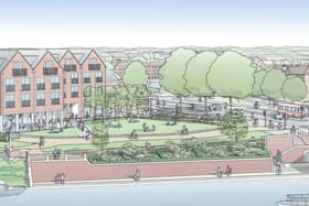 Jolly Boatman development viewed from across River Thames. Credit Alexpo