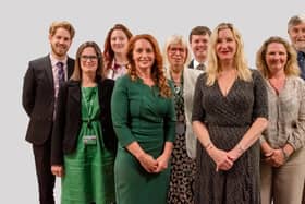 New Mole Valley District Council cabinet ,including leader Cllr Bridget Kendrick (front left) and deputy leader Cllr Claire Malcomson (image MVDV)